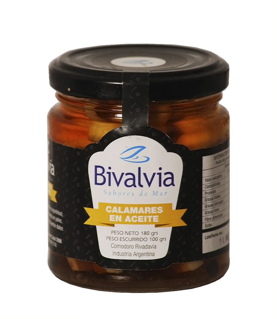 BIVALVIA CALAMARES EN ACEITE X 180 GRS