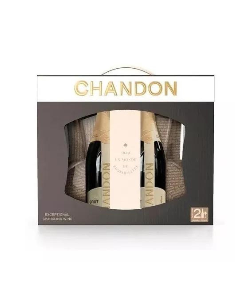 EST. ESP. CHANDON EXTRA BRUT 2 BOTELLAS + 2 COPAS