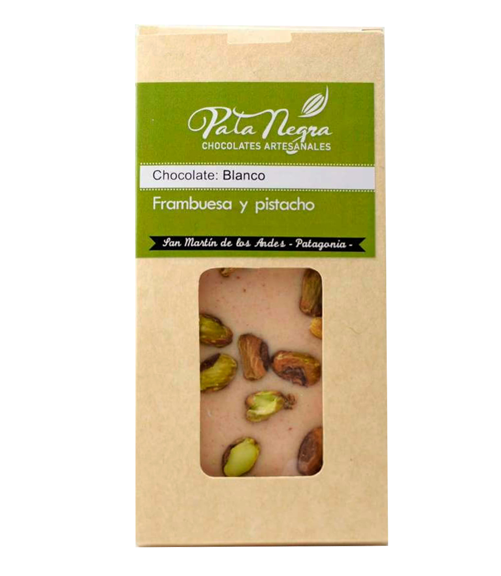 PATA NEGRA CHOC. BLANCO FRAMB Y PISTACHO X 90 GRS