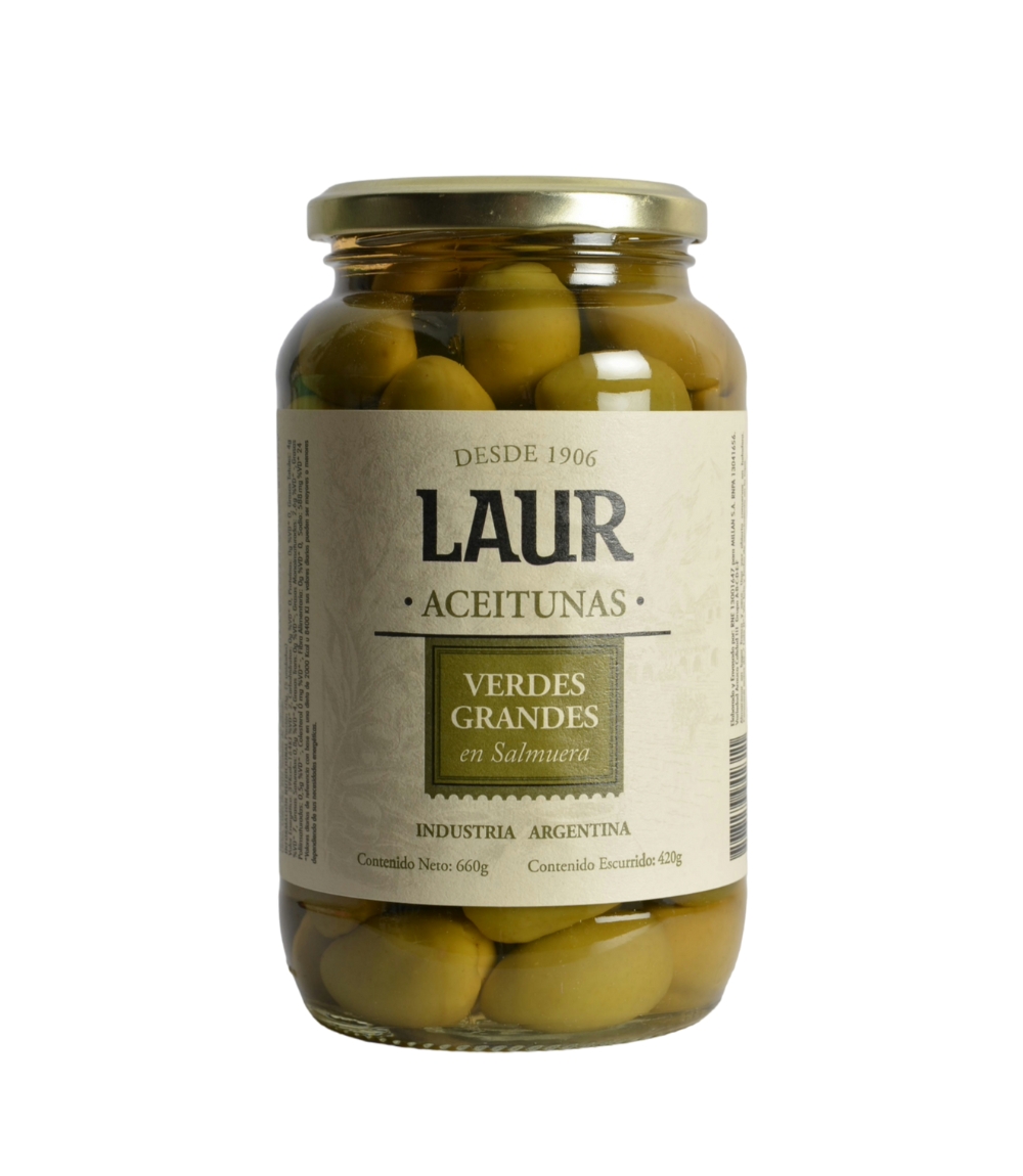 LAUR ACEIT. VERDES GRANDES C/CAROZO X 420 GRS