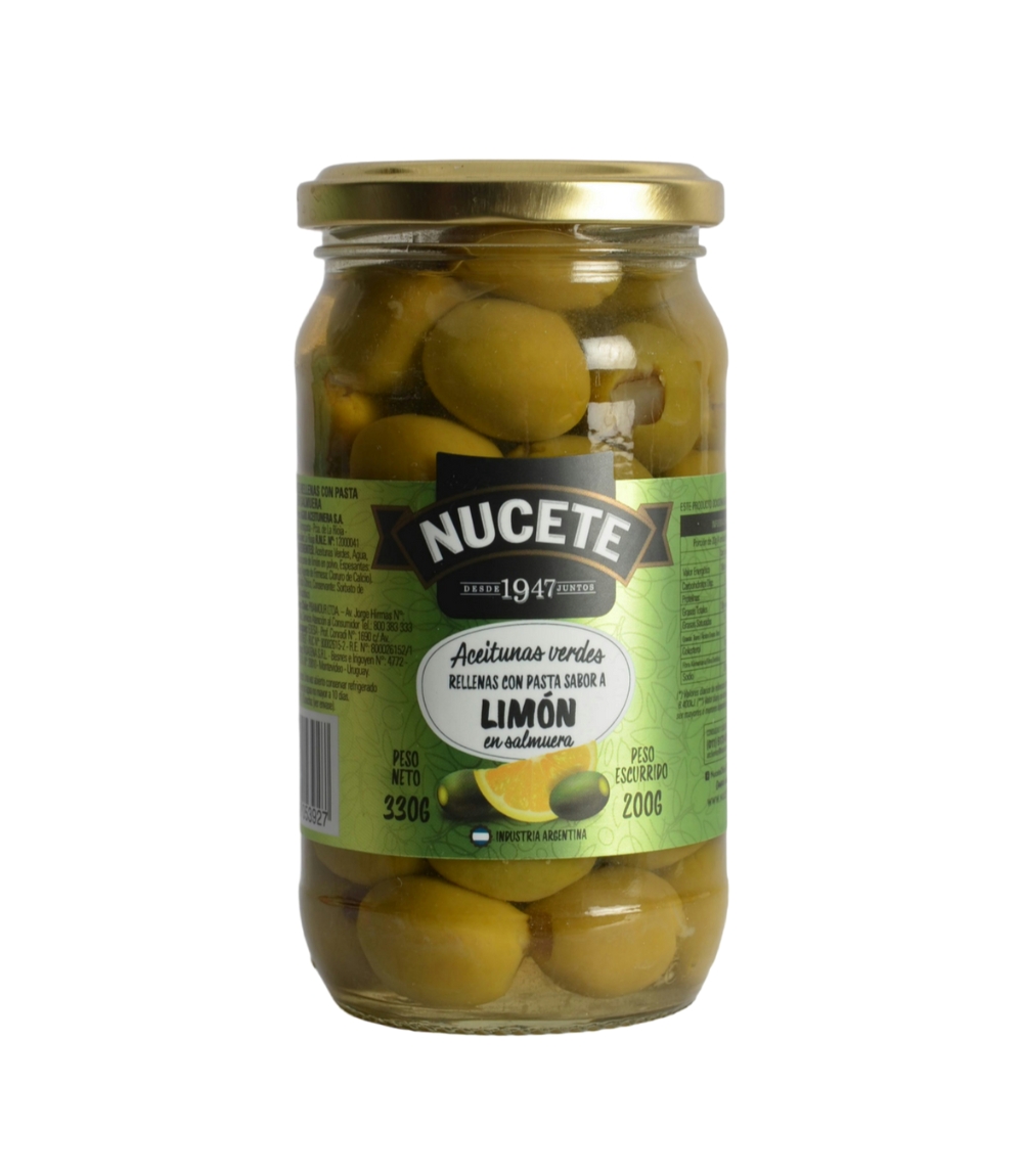 ACEIT. NUCETE VERDE RELLENA C/LIMON X 200 GRS