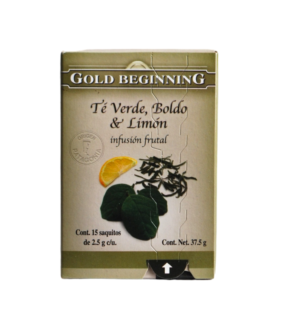 TE GOLD BEGINNING VERDE, BOLDO & LIMON X 15 SAQ